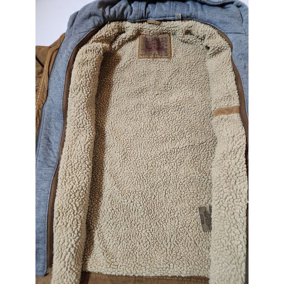 Levi's Washed Cotton Hooded Military Jacket – Men's Size Large Brown - Picture 7 of 8
